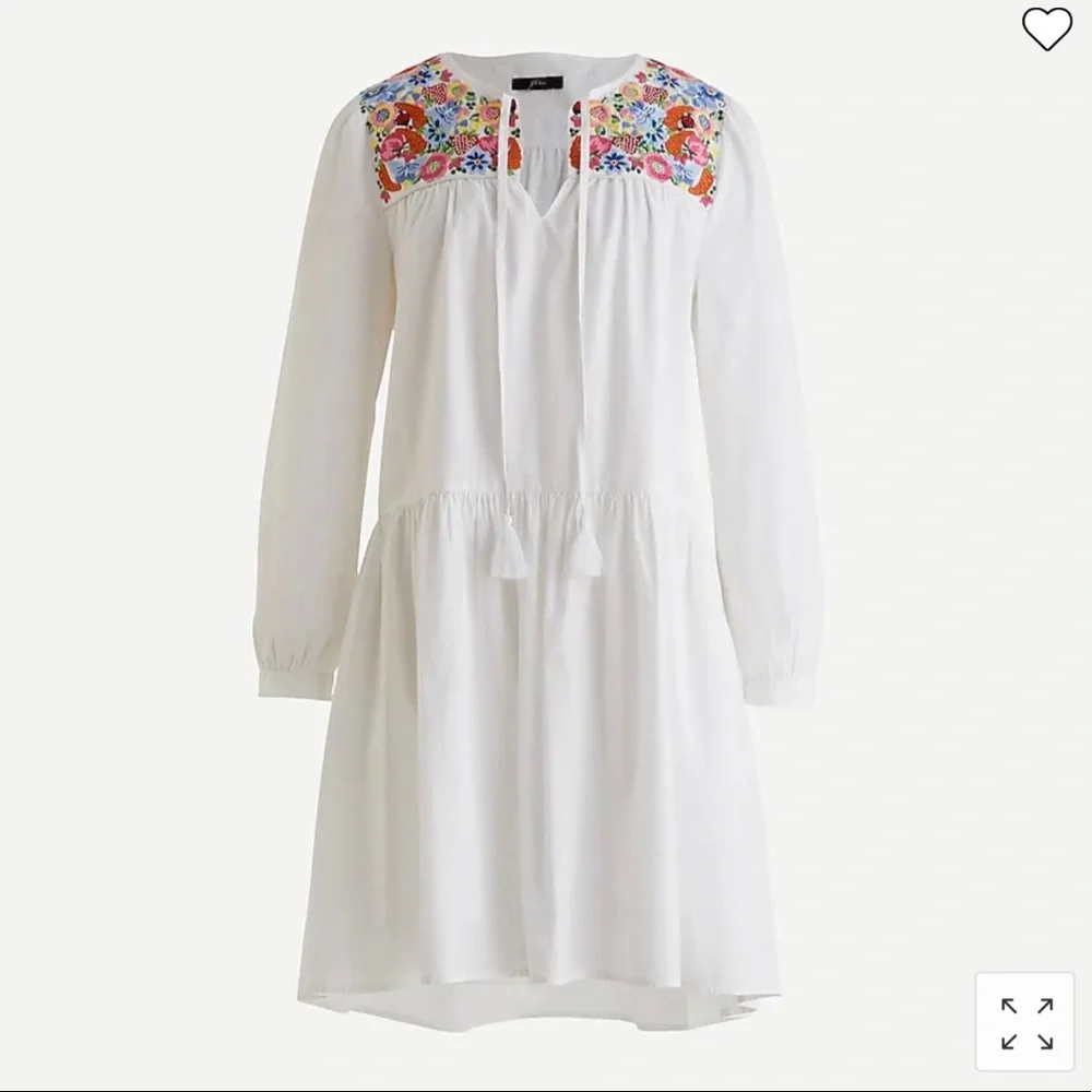 J Crew Cotton Poplin Tunic With Farmers Market Embroidery NWOT Size Extra Small